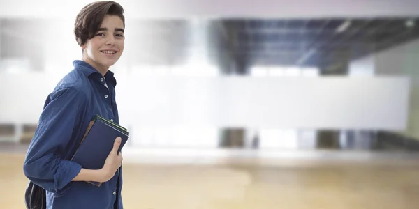 Estudante Com Mochila Livros Faculdade Universidade — Fotografia de Stock