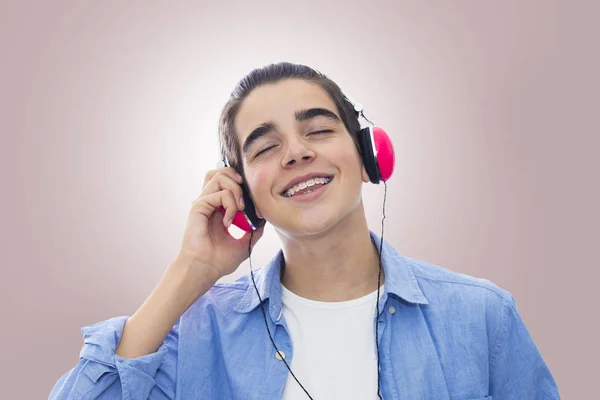 Young Listening Music Headphones — Stock Photo, Image