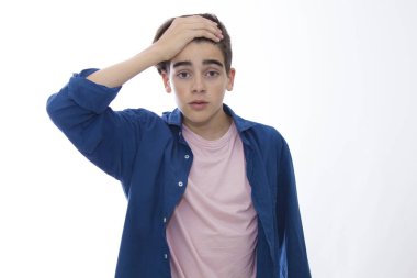 Genç Moda beyaz izole sürpriz ifade ile