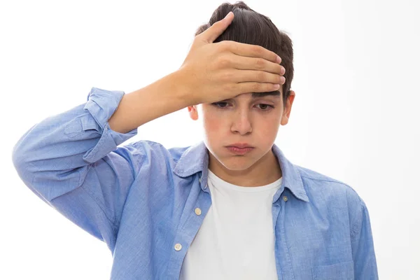 Jeune Isolé Avec Une Expression Mal Tête — Photo