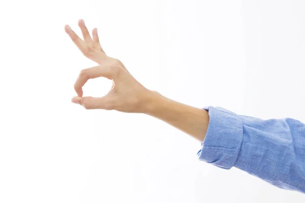 Geïsoleerde Hand Met Positief Teken Goedkeuring — Stockfoto