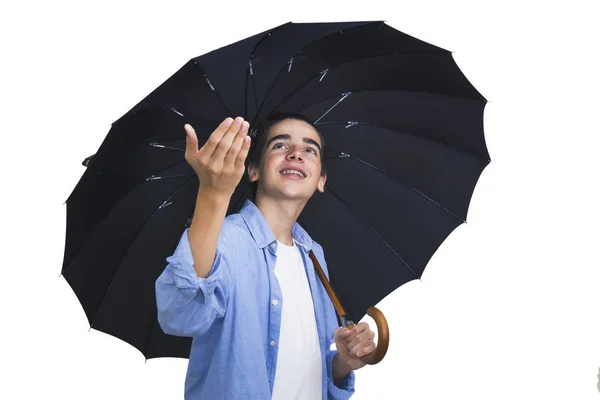 Young Isolated Umbrella Open — Stock Photo, Image