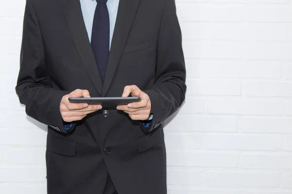 Mani Uomo Affari Con Tablet Laptop — Foto Stock