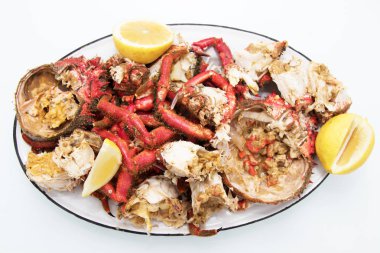 Galiçyaca Haliç yengeç ve kabuklu deniz ürünleri tepsi