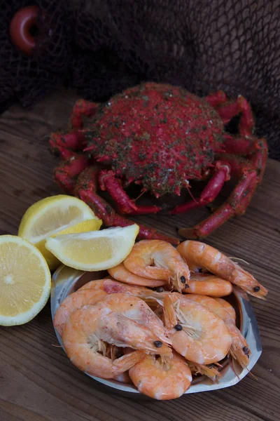 Čerstvé Krevety Připravené Mořské Plody — Stock fotografie