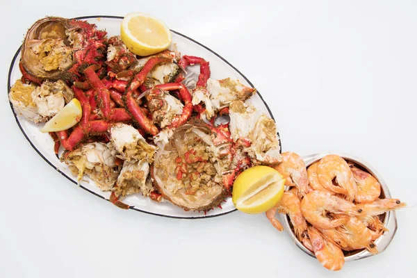 Crab Shellfish Tray Galician Estuary — Stock Photo, Image