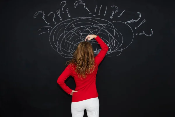 Kvinna Med Begreppet Stress Problem Eller Förvirring — Stockfoto