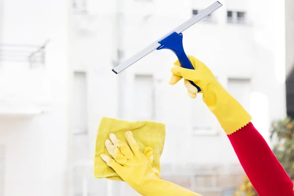 Glass Window Cleaner Hand Cleaning Products — Stock Photo, Image
