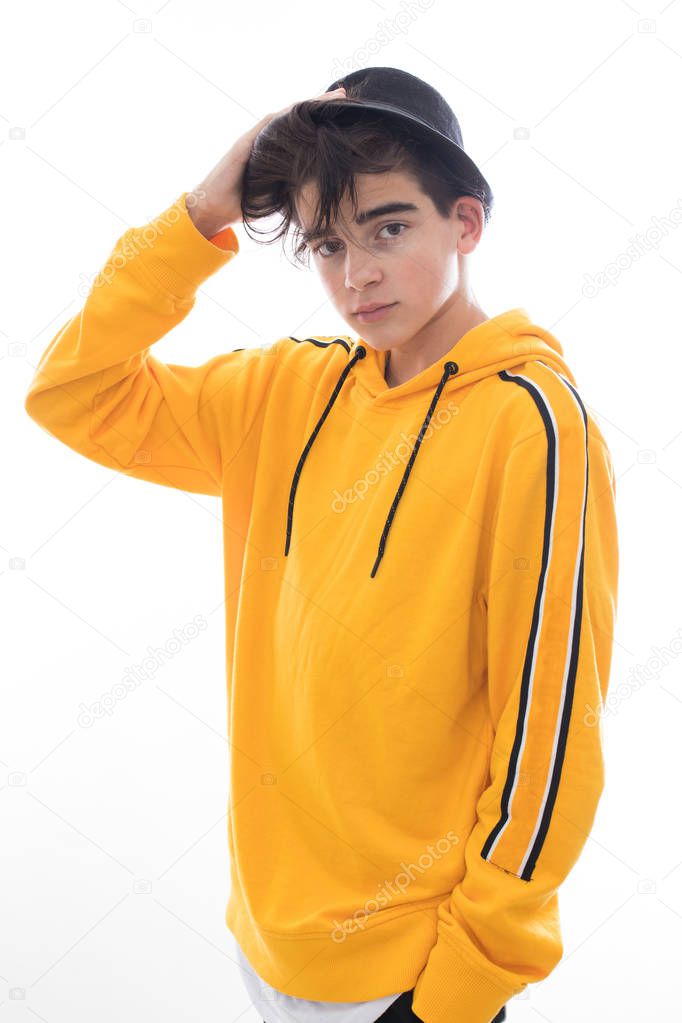 young teenager to fashion isolated in background