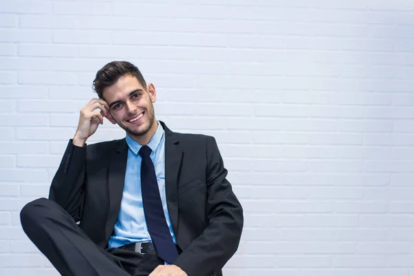 Hombre Negocios Sentado Silla Asesor Confidente — Foto de Stock