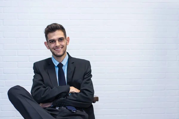 Empresário Sentado Cadeira Conselheiro Confidente — Fotografia de Stock