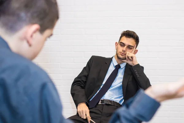 Concetto Noia Stanchezza Sul Lavoro Intervista — Foto Stock