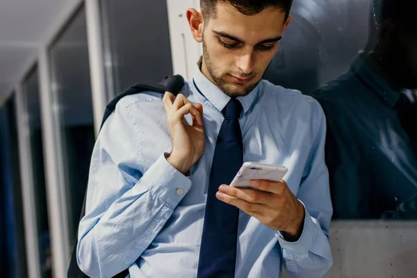 modern business man with mobile phone