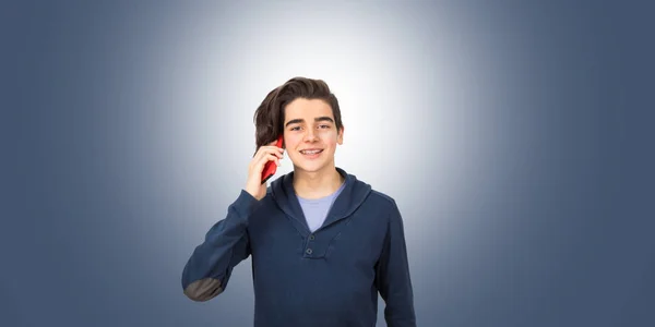 Teenager Isolated Student Mobile Phone — Stockfoto