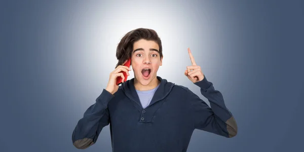 Teenager Isolated Student Mobile Phone — Stock Photo, Image