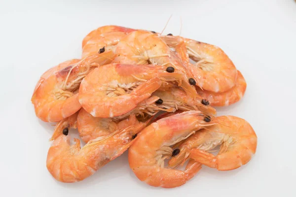 Cooked Prawns Isolated White Background — Stock Photo, Image