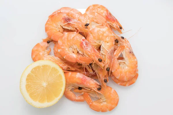 Cooked Prawns Isolated White Background — Stock Photo, Image