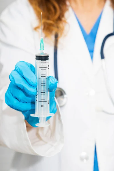 Doctor Vaccine Syringe Hand — Stock Photo, Image