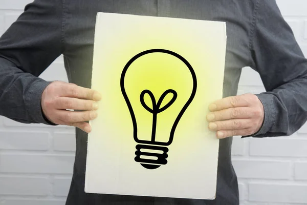 Hand Paper Bulb Idea Creativity — Stock Photo, Image