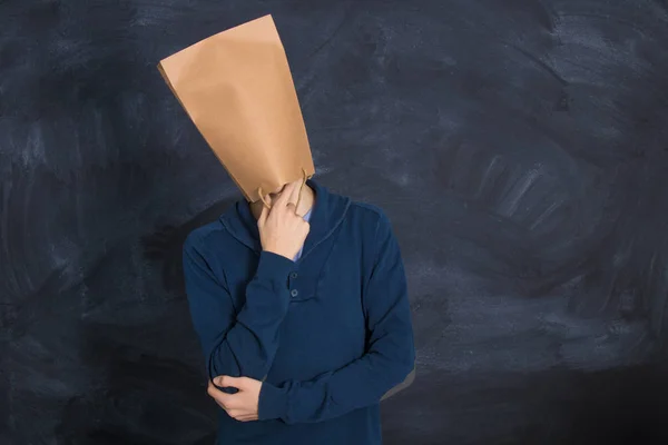 Hombre Con Cabeza Cartón Reflexivo — Foto de Stock