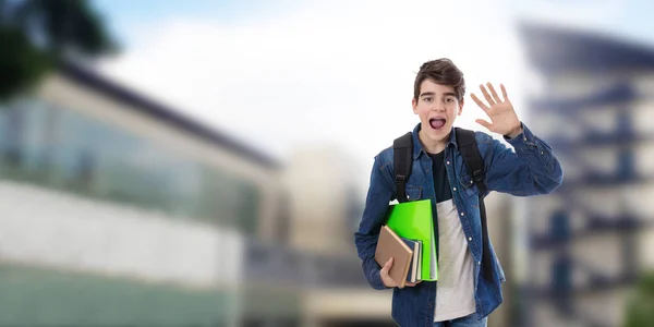 Estudante Com Livros Escola — Fotografia de Stock