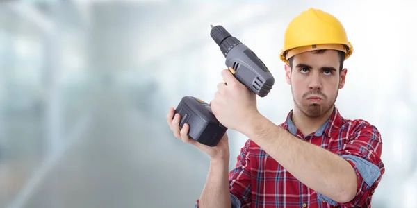 Konstrukteur Mit Bohrmaschine Renovierungen Reparaturen Und Bricolage — Stockfoto