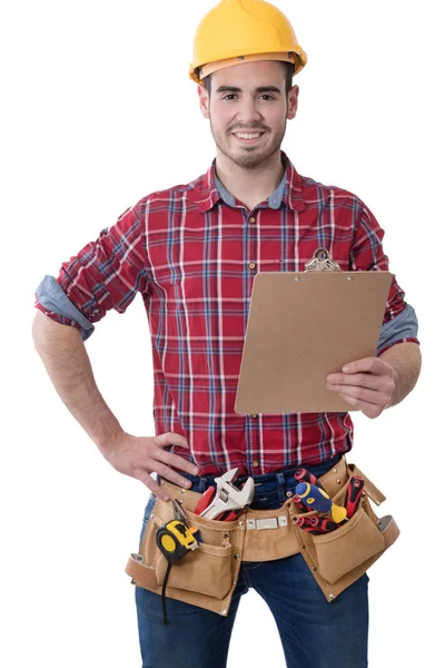 Bauarbeiter Oder Profi Mit Werkzeug — Stockfoto