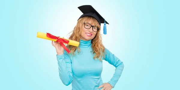 Estudiante Aislado Con Gorra Graduación — Foto de Stock