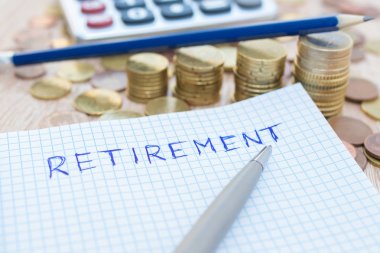 emeklilik kavramı ile para ve hesap makinesi