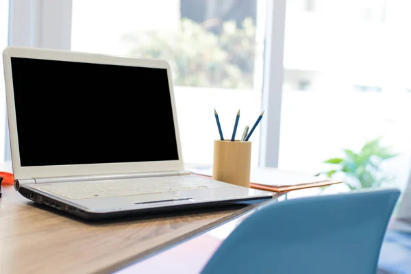 Desktop Laptop Home Office — Stock Photo, Image