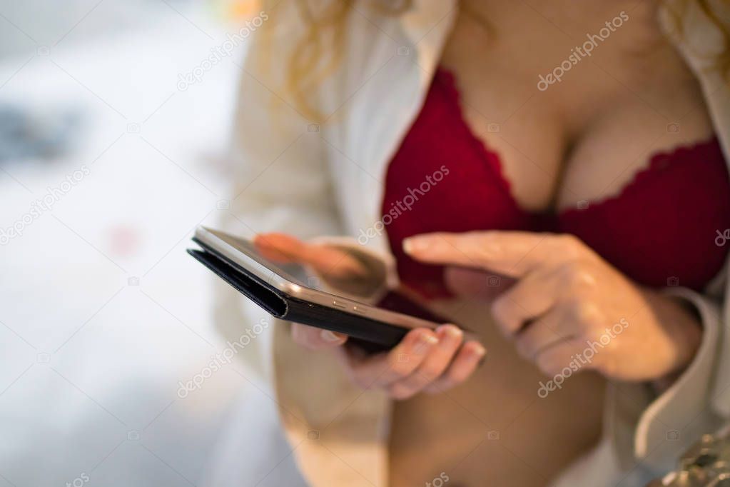 sexy woman with mobile phone