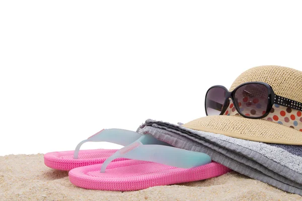 Isolierte Weiße Strand Accessoires Und Accessoires — Stockfoto