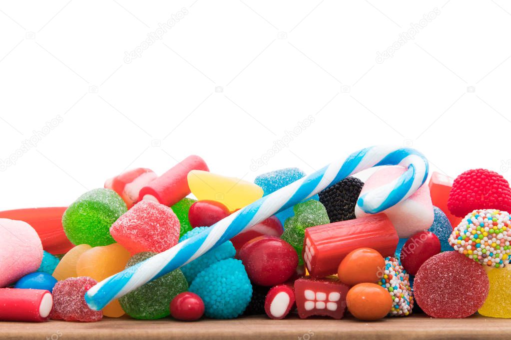 sweet treats and white isolated candies