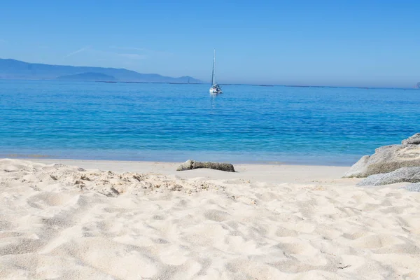 Landskap Stranden Med Hav Och Sand Galicien — Stockfoto