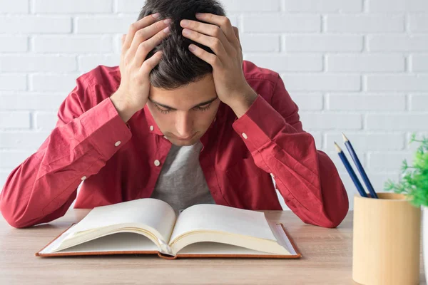 Jonge Student Gericht Het Bureaublad — Stockfoto