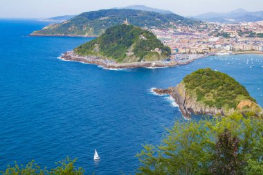 San Sebastian, Donostia, İspanya 'daki deniz kabuğunun panoramik ve manzarası