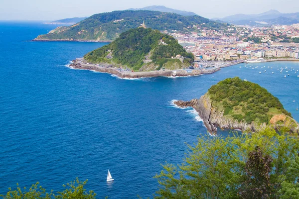 Panorama Und Landschaft Des Strandes Der Muschel San Sebastian Donostia — Stockfoto