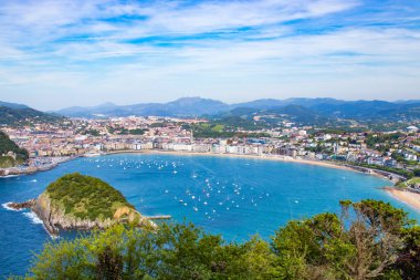 San Sebastian, Donostia, İspanya 'daki deniz kabuğunun panoramik ve manzarası