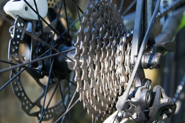 Részletek Lánckerekek Vagy Változás Kerékpár — Stock Fotó