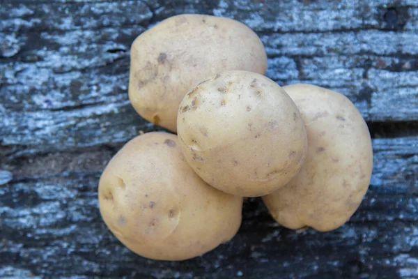 Kartoffeln Rustikalem Holz Ernte Und Landwirtschaft — Stockfoto