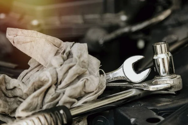 Tools Car Mechanic Workshop Engine — Stock Photo, Image