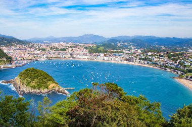 San Sebastian, Donostia, İspanya 'daki deniz kabuğunun panoramik ve manzarası