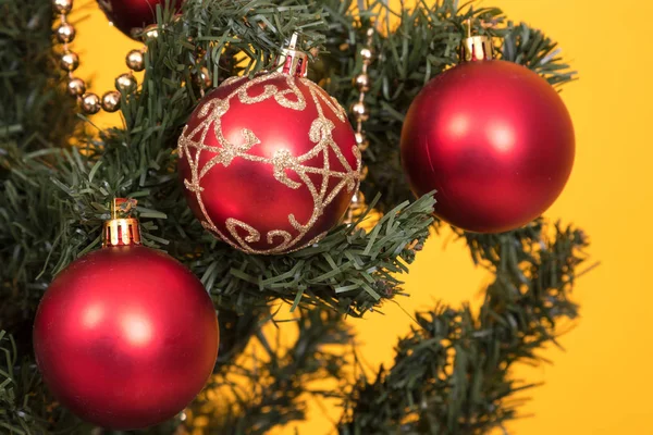 Albero Natale Decorazione Dettaglio Sfondo Colore — Foto Stock