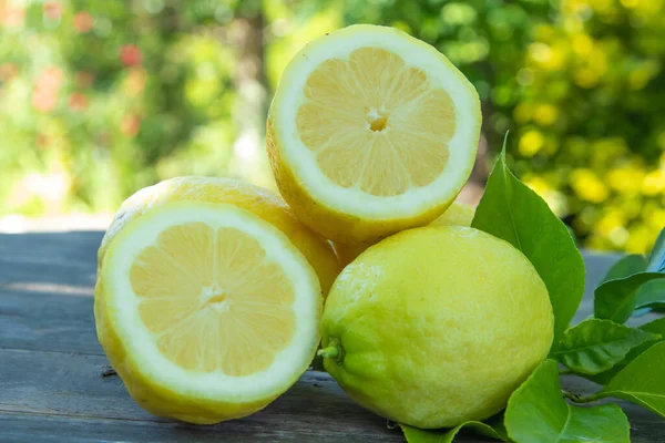 Natural Lemons Green Leaves Fruit Citrus — Stock Photo, Image