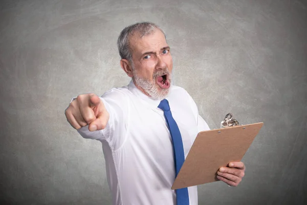 Businessman Documents Isolated Screaming Furious — Stock Photo, Image