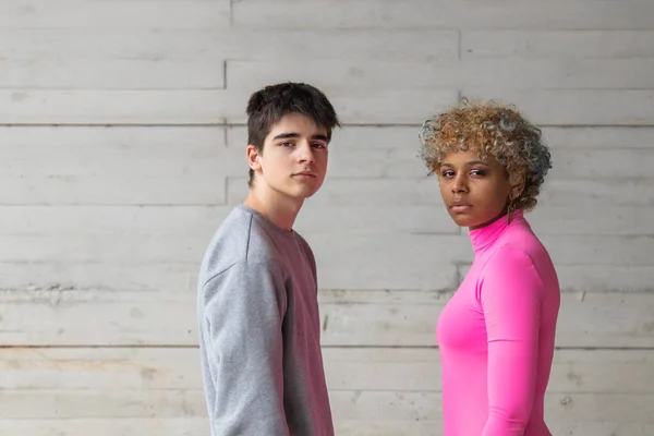 Portrait Young Multiracial Couple Outdoors — Stock Photo, Image