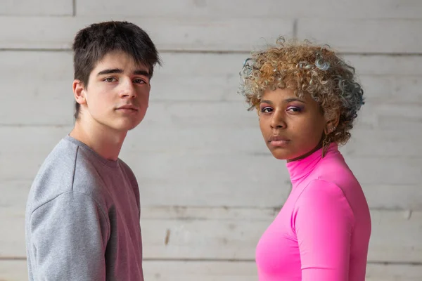 Portrait Young Multiracial Couple Outdoors — Stock Photo, Image