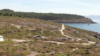 Cabo sahilinin manzarası Pontevedra, Galiçya, İspanya