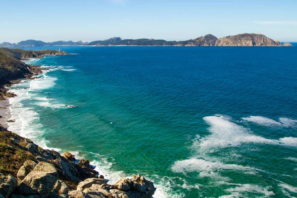Paesaggio Panoramico Cabo Home Pontevedra Galizia Con Isole Cies — Foto Stock