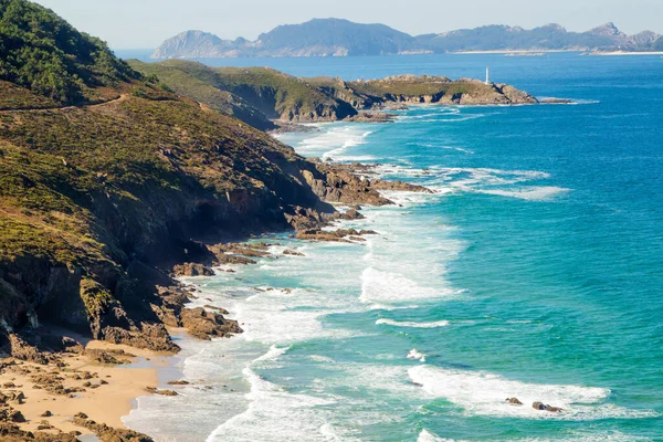 Paesaggio Panoramico Cabo Home Pontevedra Galizia Con Isole Cies — Foto Stock